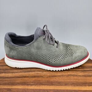 Cole Haan 2.Zerogrand Oxfords Men's 8.5 M Gray Suede Leather Laser Wingtip Shoes